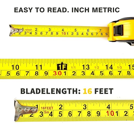 2 Packs Measuring Tape Retractable 16 ft, Steel Tape Measure, 16-Foot Basics Self-Locking Measurement Auto Lock Tape Rule Imperial/Metric Tape Measure for Body Measurements Handicraftsman