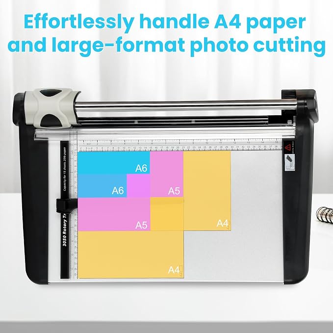 Heavy Duty Rotary Paper Cutter 15 Sheet, 14" Precision Paper Trimmer with Auto Clamp, Clean Cuts for Cardstock, Photos, Crafts & Office Use