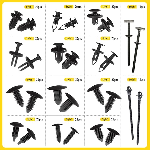 260PCS Car Bumper Retainer Clips Kit - Auto Plastic Rivets & Push Fasteners Set, Most Popular Sizes for Door Trim, Panel, Fender - Compatible with GM, Ford, Toyota, Honda, Chrysler