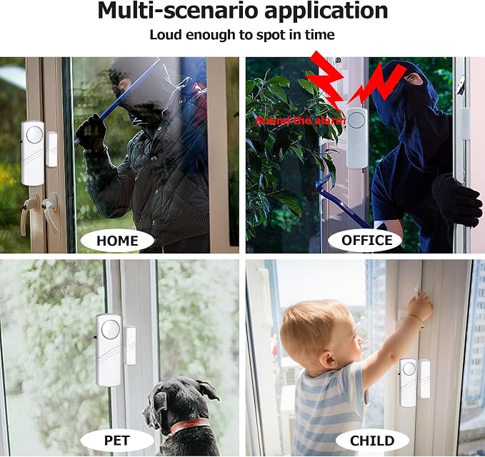 Security Door Window Alarm, 90DB Wireless Sensor Door Window Burglar Alarm, Door Alarms for Kids Safety, Easy Installation Doorbell Alarms for Office House Window Pool (20 Pack)