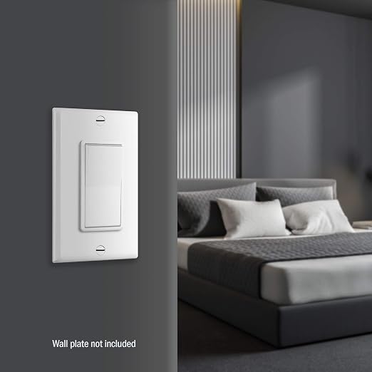 ENERLITES Decorator Paddle Rocker Light Switch, Gloss Finish, Single Pole, 3 Wire, Grounding Screw, Residential Grade, 15A 120V/277V, UL Listed, 91150-W, White