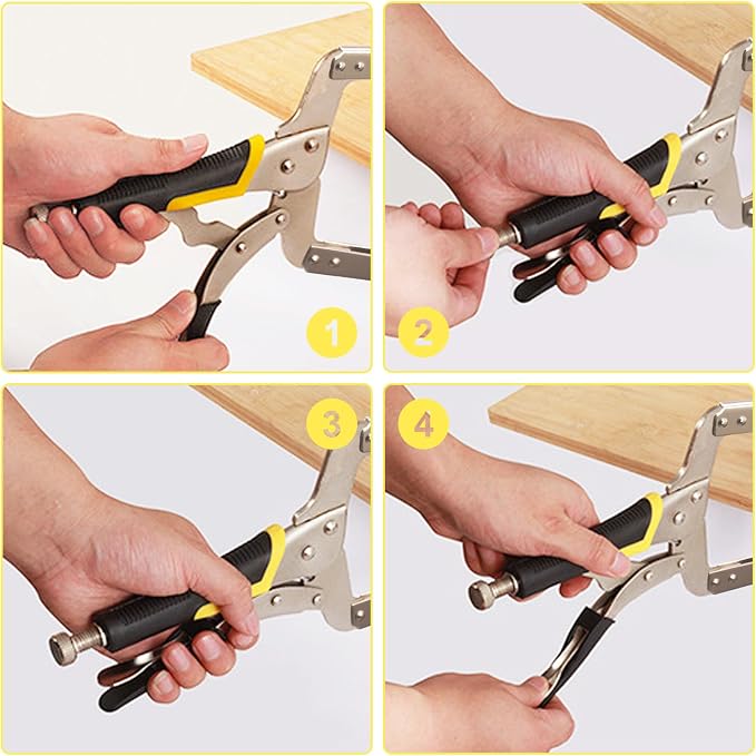 3 Pack 18 Inch C Clamp Locking Pliers,Locking C Clamp, Adjustable Nickel Plated C Pliers For Wood Working, Welding, Electrician Maintenance and more, by GENHAKON