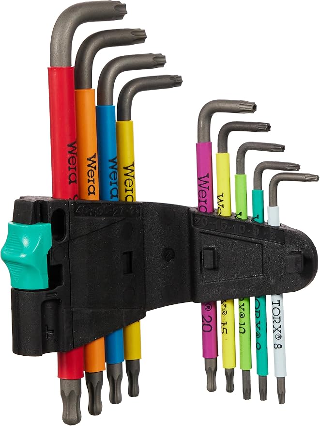 Wera 05024335001 967/9 TX BO Multicolour 1 L-key set for tamper-proof TORX® screws, BlackLaser, 9 pieces