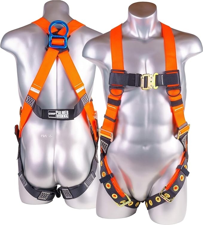 Construction Harness 5 Point Adjustment, Back D-Ring, Grommet Legs, Multiple Styles I OSHA ANSI Compliant