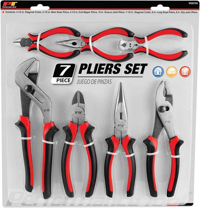 Performance Tool W30759 7-Piece Pliers Set with Cushion Grips