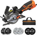 DOVAMAN Circular Saw, 5.8A 4-1/2" Circular Saw w/Laser, Metal Auxiliary Handle, 6 Blades (4½", 4¾"), Cutting Depth 1-11/16" (90°), 1-3/8" (45°), Ideal for Wood, Soft Metal, Plastic, Tile - MCS01A