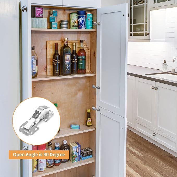 Chibery 50 Pack 90 Degree Soft Close Surface Mount Spring Hinges, No Pre-drilled Easy Installation, Noiseless Frameless Hidden Concealed Kitchen Cabinet Hinge for Cupboard Folded Replacement Hardware