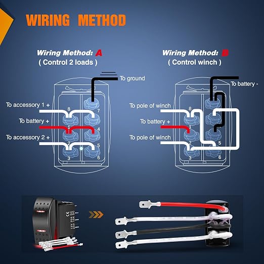 Nilight Waterproof Rocker Switch Toggle ON Off ON Switches DPDT 7Pin 12V 24V Jumper Wires Winch Pump Switch for Cars Trucks Caravans Boats RV SUV ATV UTV