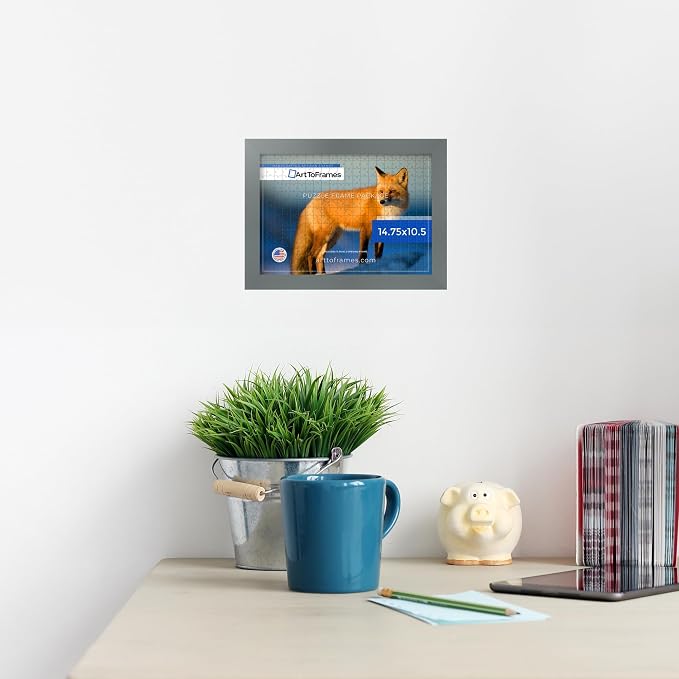 ArtToFrames Puzzle Frame for Buffalo Games 48, 72, 100 Piece Jigsaw Puzzles, 14.75x10.5 Inch (37x27 cm), Granite Engineered Wood with Regular Glass, Ready to Hang Puzzle Display