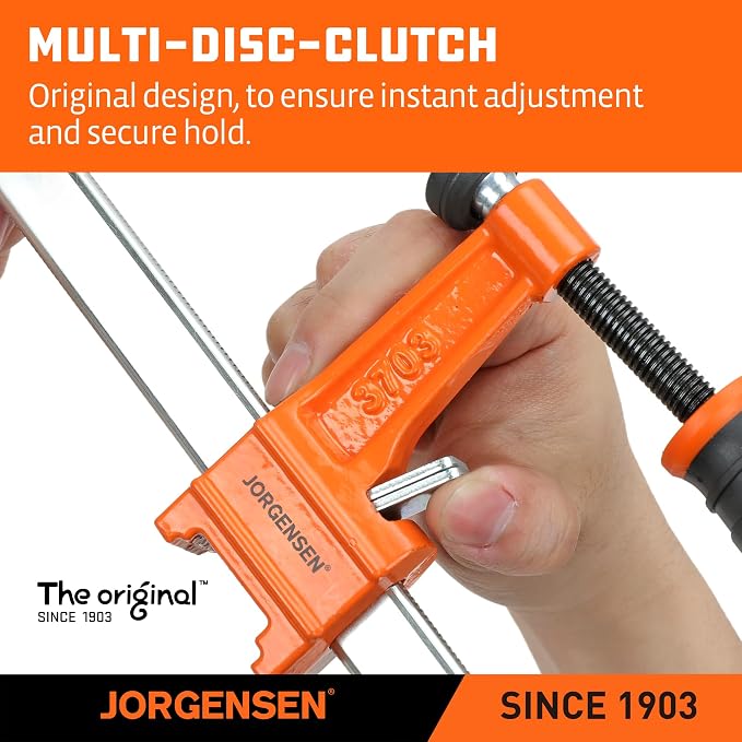Jorgensen 6-Inch Bar Clamp Set, Medium Duty Steel Bar Clamps for Woodworking, Wood Clamps with 600 lbs Load Limit, 2-Pack