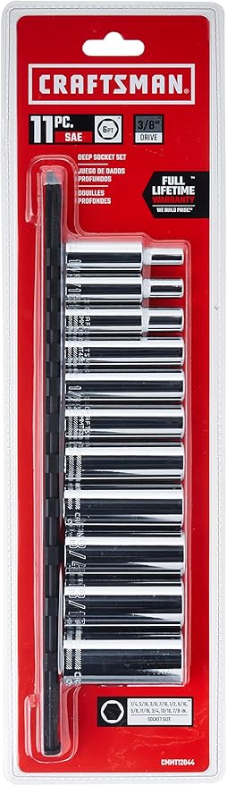 CRAFTSMAN Socket Set, SAE, 3/8" Drive, 6 Pt., 11Piece (CMMT12044)