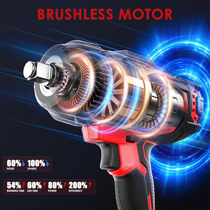 ACROPOW Cordless Impact Wrench Compatible with Milwaukee 18V Battery， 1/2” 1700FT-LBS Brushless High Torque Impact Driver, Auto-Stop Reverse, Variable Speed Heavy Duty Impact Gun(Bare Tool)