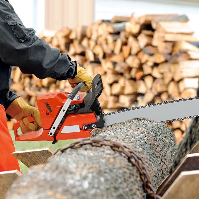 Gas Chainsaw 71CC 2-Stroke Gasoline Powered Chainsaw, 28 Inch Handheld Cordless Chain Saw with Air-cooled System, 10000Rpm 3.9Kw High Power Gas Chainsaw for Forest, Wood, Garden Farm Cutting Use