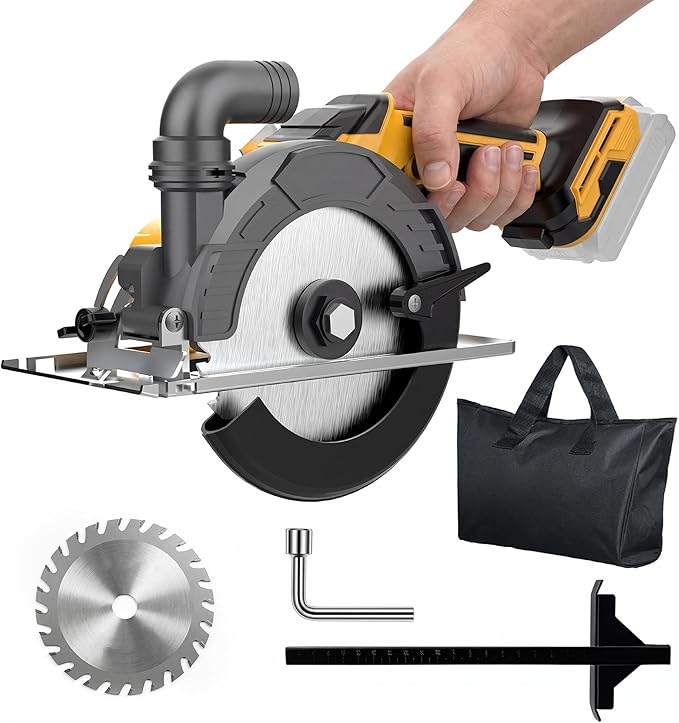 6 In Brushless Circular Saw Compatible with Dewalt 20V Battery(NO Battery) | Cordless Circular Saw with Tool Bag,Guide Ruler,6" Blade,2" Cutting Depth,0-45°Bevel for Wood,PVC and Plastics