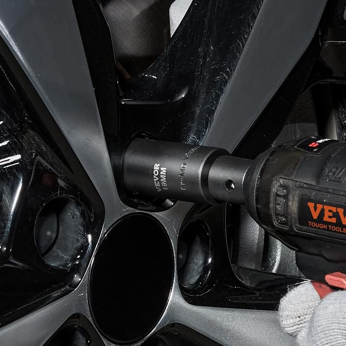 VEVOR 1/2" Drive Impact Socket Set, 26 Piece, Metric 10 to 36 mm | Deep Large Jumbo Impact Sockets, 6 Point, Cr-V, Easy-to-Read Size Markings, Rugged Construction, with Storage Case