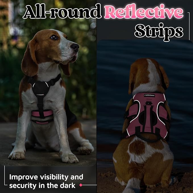 rabbitgoo Escape Proof Dog Harness for Small, No Pull with Lift Handle | No Escape, Full Soft Padded, Reflective Adjustable Vest, Leash Clip for Walking Hiking Training, Pink, Small