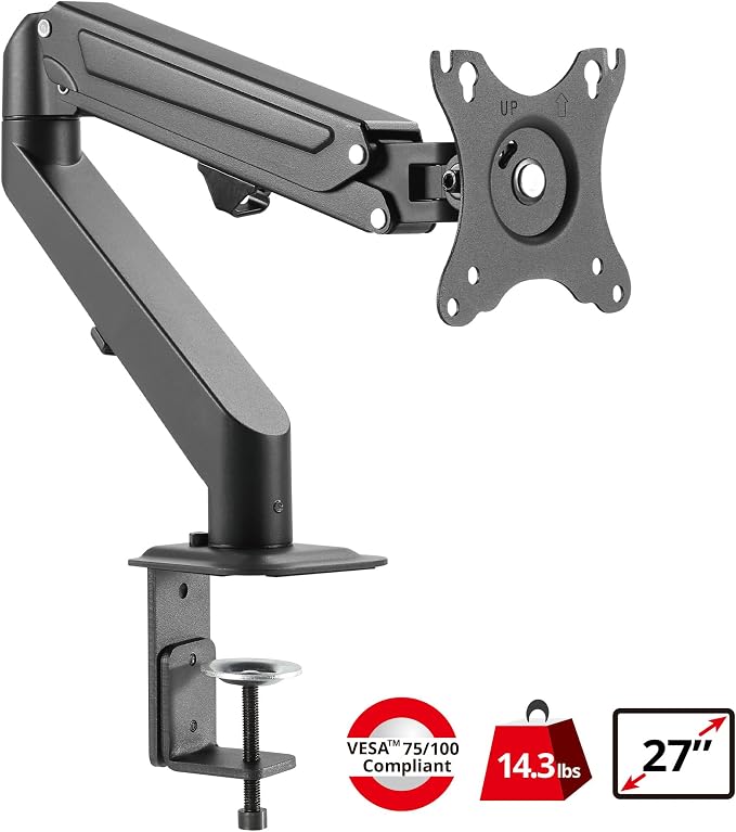 SIIG Single Monitor Gas Spring C-CLAMP Desk Mount - 13 to 27