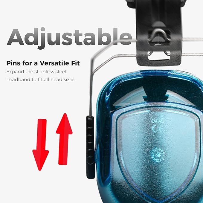 ProCase Noise Reduction Ear Muffs, Sound Proof Ear Protection, NRR 28dB Noise Cancelling Headphones for Adults Kids Autism, Hearing Protection for Mowing -Crystalblue