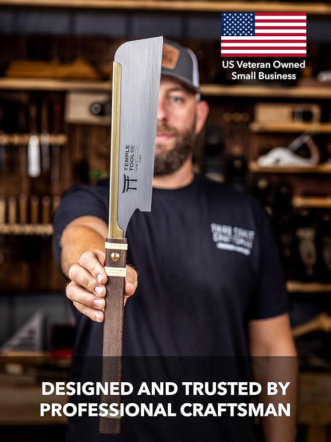 Temple Tool Co. Japanese Pull Saw - Rip-Cut 9.5 - Hand Saw for Dovetails, Tenons, Fine Joinery