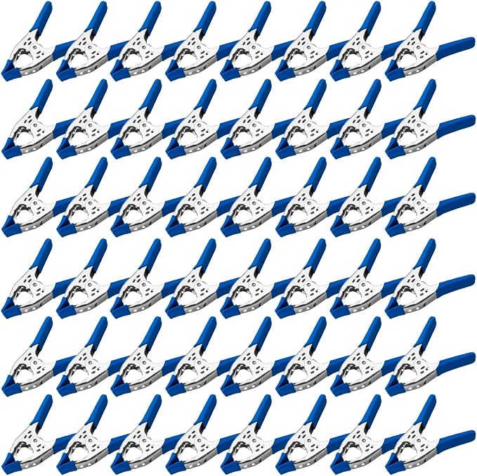 Lot of 48-6" inch Spring Clamp Large Super Heavy Duty Spring Metal Blue - 2.5 inch Jaw opening