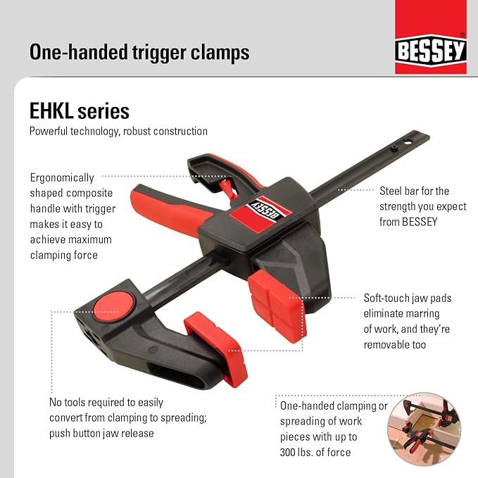 Bessey Ehkl One Hand Trigger Clamp, 18"