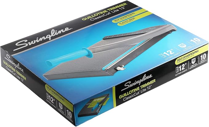 Swingline Guillotine Paper Cutter Heavy Duty, 12 Inch Paper Cutting Board with Guard Rail, Blade Lock, Cuts Up to 10 Sheets, Professional Manual Paper Cutter Trimmer for Scrapbooking, Crafts & Photo.