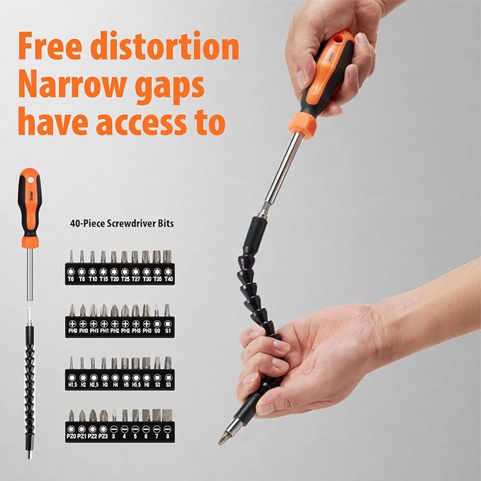 Sinoer 70-Piece Magnetic Screwdrivers Set with Case, Precision Screwdriver Kit,Includes Slotted, Phillips,Torx,Hex, Square,Pozidriv, and Precision Tools for Repair Home Improvement,DIY Craft
