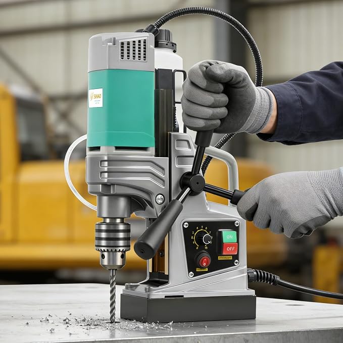 Mag Drill Press, 1550W 1.6" Boring Diameter, Portable Electric Magnetic Drill Press with 2 Coring Bits, 2922 lbf Power Magnetic, 820 RPM Variable Speed for Metal, Industrial and Home Improvement