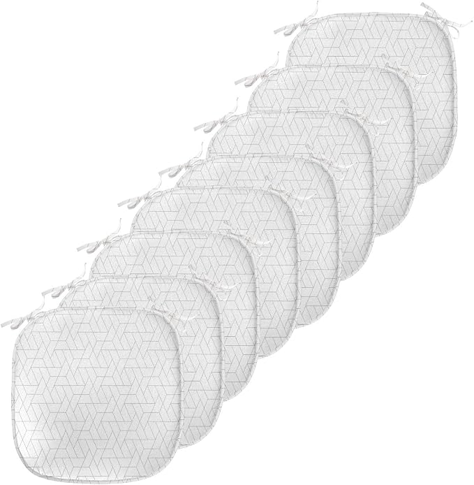 Lunarable Trellis Grey Chair Seating Cushion Set of 8, Polygonal Shapes in a Geometric Grid Continuous Pattern Abstract, Anti-Slip Seat Padding for Kitchen & Patio, 16"x16", Pale Taupe and Grey