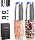 9oz XL Capacity Sangcon Gravity Electric Salt and Pepper Grinder Set Shaker Rechargeable - USB-C No Battery Needed One Hand Operation Adjustable Coarsenes Automatic Mill