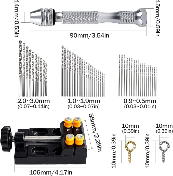 112 Pcs Precision Pin Vise Hand Drill, 3 Jaw Manual Drill SDZKQ-01