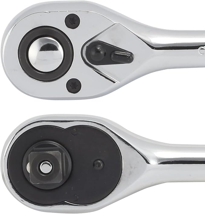 Neiko 03103A 1/2 Inch Ratchet Wrench, 72-Tooth Reversible Ratchet, Quick Release 1/2 Drive Ratchet, 10 Inch Oval Head Socket Wrench, CR-V Steel Rachet Wrench