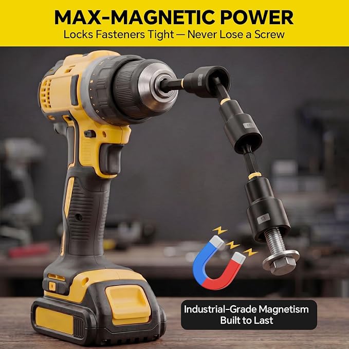 80 Pcs Magnetic Nut Driver Set & Impact Socket Set, Master S2/Cr-V Drill Sockets with Metric & SAE, 1/4" Hex Shank Bits, Extension Holder, Heavy-Duty Organizer Case, Tools Gift for Men