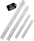 Mr. Pen- Metal Straight Edge Ruler, 4 pcs, 6", 8", 12", 14", Stainless Steel Ruler Set, Imperial & Metric Measurements for Drawing, Home, Office, Engineering