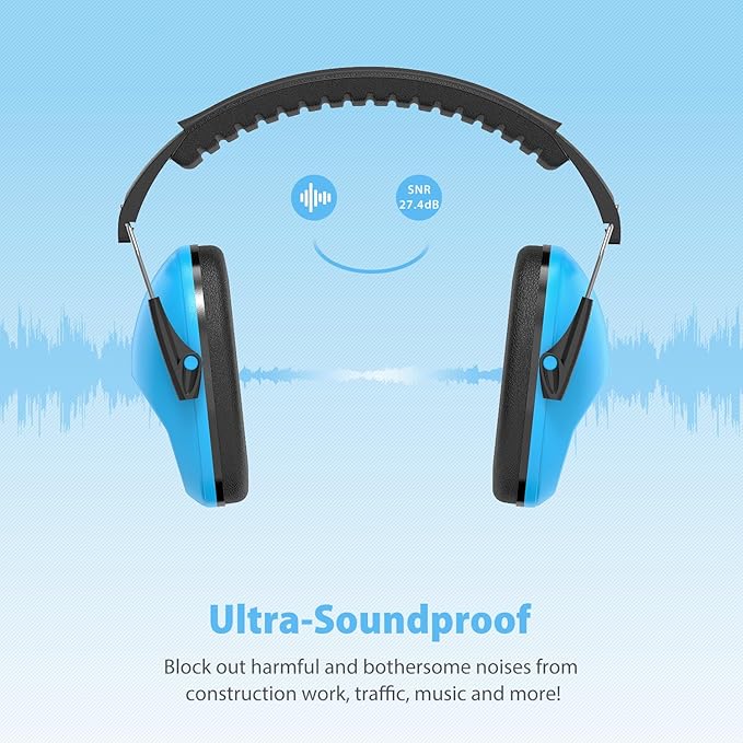 Dr.meter Ear Muffs for Noise Reduction: SNR27.4 Noise Cancelling Headphones for Kids Autism Sensory with Adjustable Headband - Kids Ear Protection for Monster Jam, Fireworks, Concerts, Air Shows