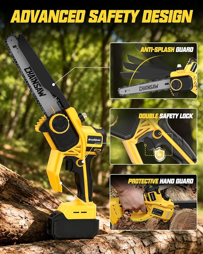 Electric Mini Chainsaw Compatible with DeWalt 20V Max, Tool only | 6" 8" Chain Saw for Branch Cutting, Tree Trimming, Shrub Trimming, Small Logs, Garden, Orchard, Yard Cleanup, Men Gifts