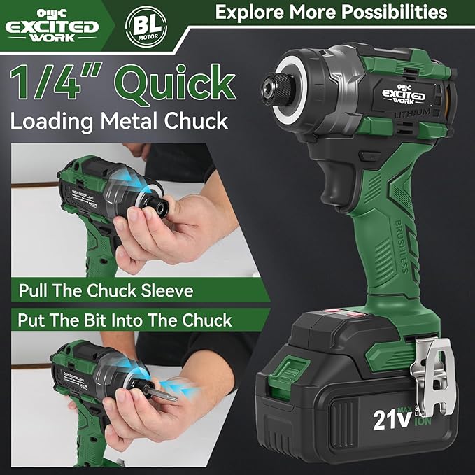 21V Brushless Impact Screwdriver, LAZYLAND 230Nm Electric Cordless Driver Set with Dual 3.0Ah Batteries, Screwdriver Bits and Built-in Led Light for Home