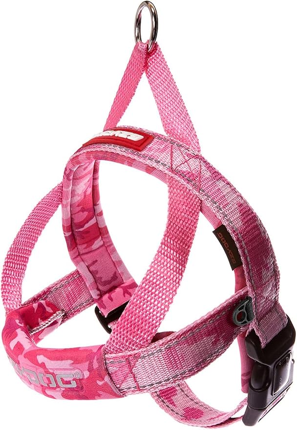 EzyDog Quick Fit Dog Harness, Soft Neoprene Padding - Medium, Pink Camo | Fast One-Click Buckle, Adjustable Fit, Strong Reinforced Materials, Reflective Stitching, No Pull Dog Harness, Easy Walking