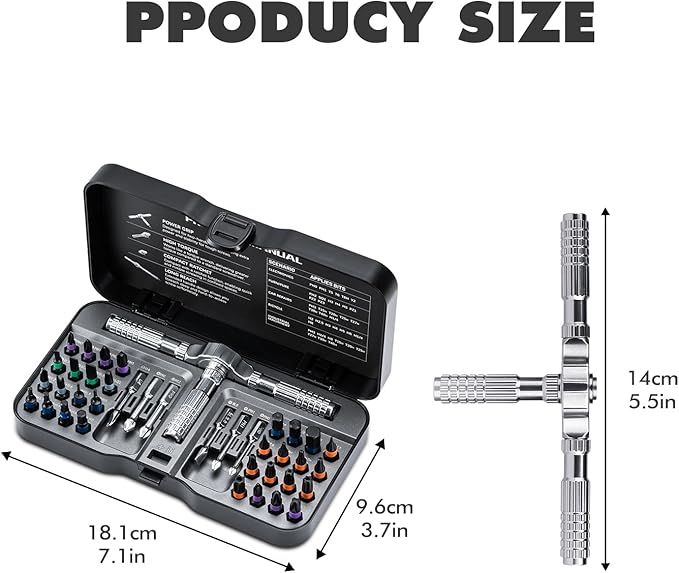 VMAN Ratchet Screwdriver Set, magnetic Screwdriver sets, S2 Steel Bits, DIY Combination Flexible Shaft, Suitable for Furniture Assembly, Precision Electrical Appliance Repair, Bicycle Tools