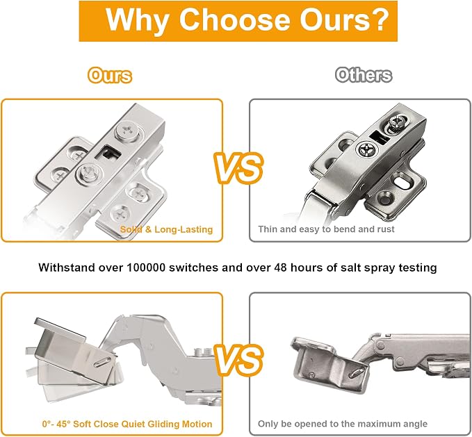 20pcs Inset Cabinet Hinge Frameless Concealed Door Hinges European Soft Closing Four-Hole Mounting Plate Hinges Nickel Plated Finish
