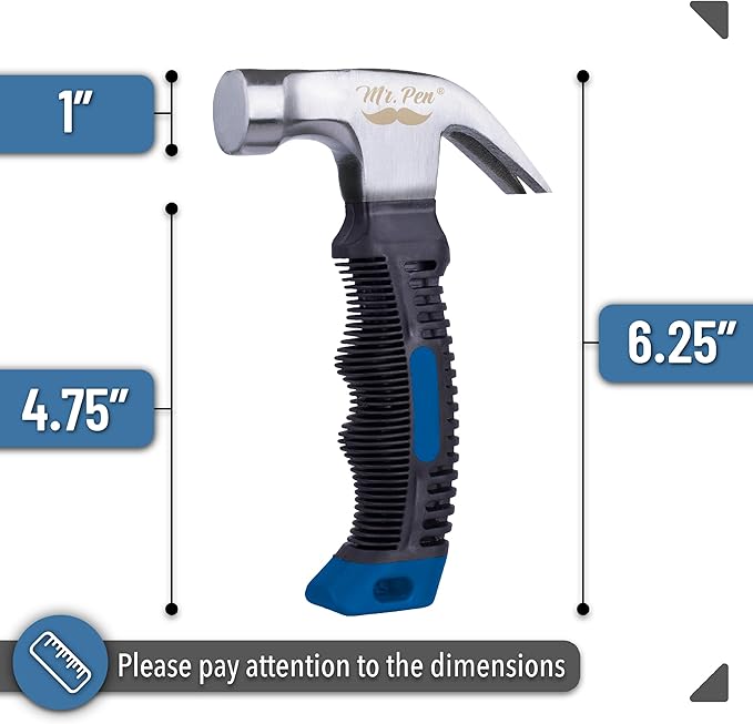 Mr. Pen- Claw Hammer, 8oz, Blue, Magnetic, Small Claw Nail Hammer for Women for Camping, Wood Working, House Repairs, Claw, Stubby, Tack