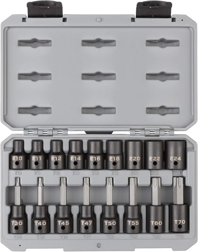 TEKTON 1/2 Inch Drive Torx and External Star Impact Socket Set | SKT25801