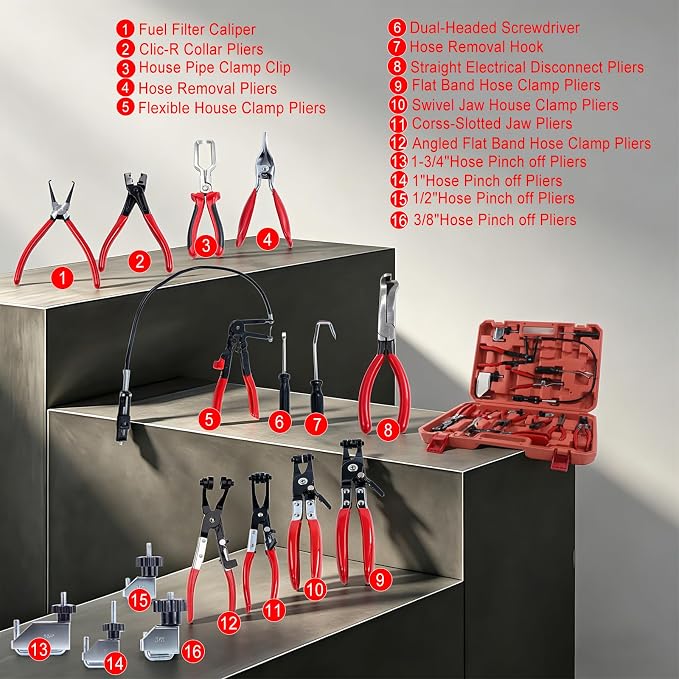 17PCS Hose Clamp Pliers Set,Hose Clamp tool kit