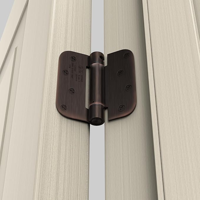 goldenwarm 4pack Door Hinges Oil Rubbed Bronze 4 Inch Self Closing Door Hinges Spring Door Hinge with 5/8" Radius Corners - Adjustable Door Closing, Residential & Heavy-Duty Hardware