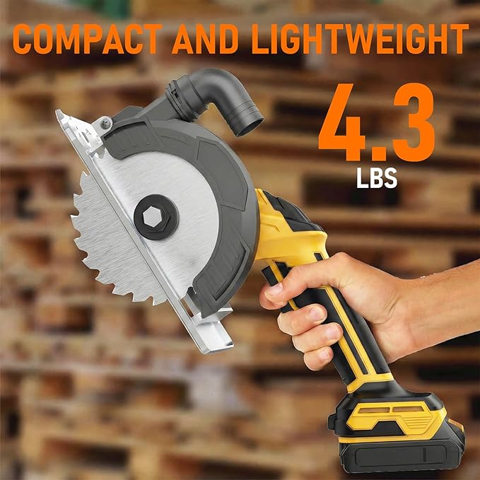Cordless Circular Saw, Compatible with DeWalt 20V Max Battery (NO Battery) 7000RPM Brushless Motor 6-Inch Alloy Blade, 2.2"(90°), 1.5"(45°) Max Cutting Depth Lightweight 4.3Lbs for Wood PVC Cutting