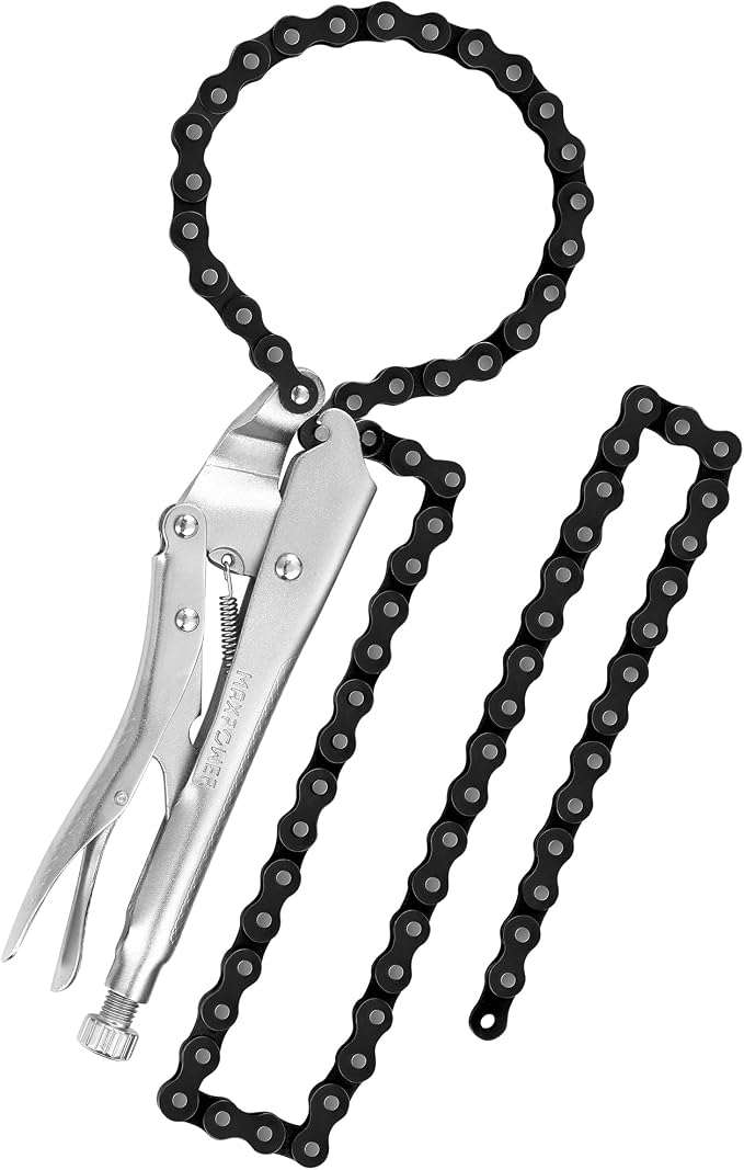 MAXPOWER Locking Chain Clamp, 9-Inch Locking Chain Pliers with 47.2” Chain, 14.2” Diameter, Quick Release