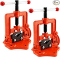 2 Pack 0.4 to 2.4 Inches Heavy Duty Pipe Vise, Forged Bench Yoke Pipe Vice Threader Pipe Plumbing Vise for Cutting, Fixing Pipes from 10 to 60mm, Orange