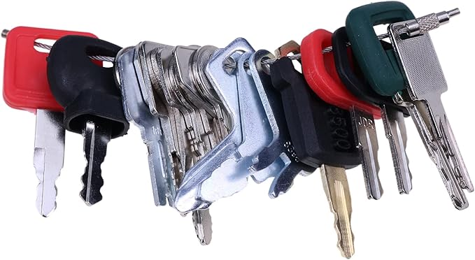 JZGRDN 24PCS Heavy Equipment Key Set with Key Ring Compatible with Caterpillar, Komatsu, Hitachi, Yanmar, Clark, JCB, Toyota, Bobcat, Genie, JLG, John Deere, Kubota, JD Hyster Heavy Equipment