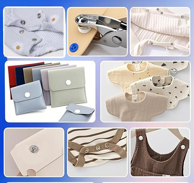 Snap Fasteners Kit - 100 Sets Metal Snaps Buttons with Fastener Pliers Press Tool - 400PCS 9.5mm Five Claw Buckle Tool Set,Heavy Duty Press Tool Kit Perfect for DIY Crafts Clothes and Sewing (Silver)