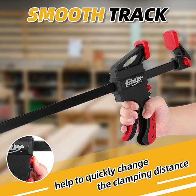 50" Bar Clamps for Woodworking 2-Piece, One-Handed Quick-Change F Clamp/Spreader with 130 LBS Load Limit, Wood Clamps for Gluing, Carpentry, DIY, and Woodworking